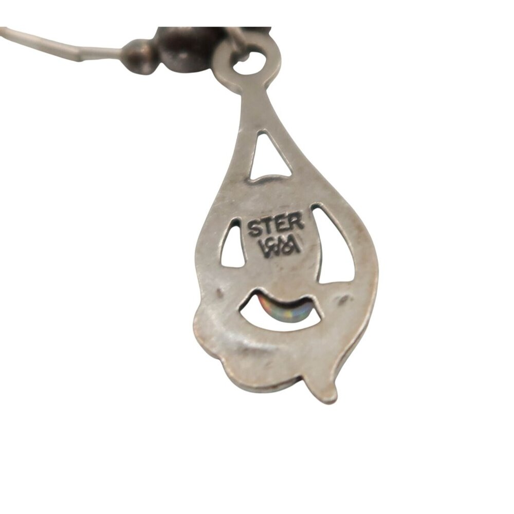 Vintage Sterling Silver Opal Teardrop Pendant Necklace WHEELER MANUFACTURING Co - Picture 6 of 10